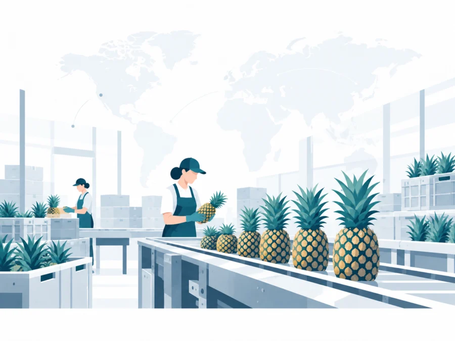 Illustration of fruit handling and agricultural product development